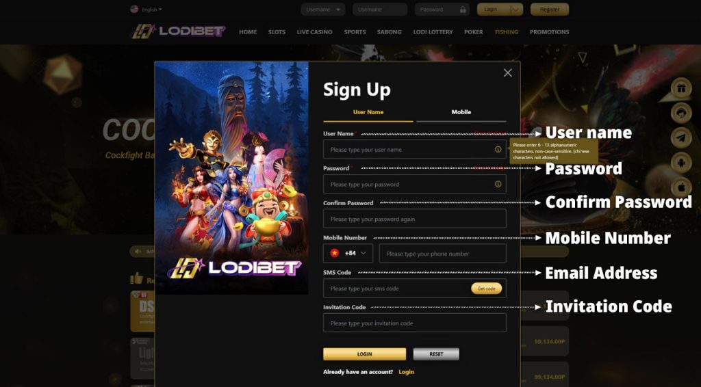 Sign up with Lodibet